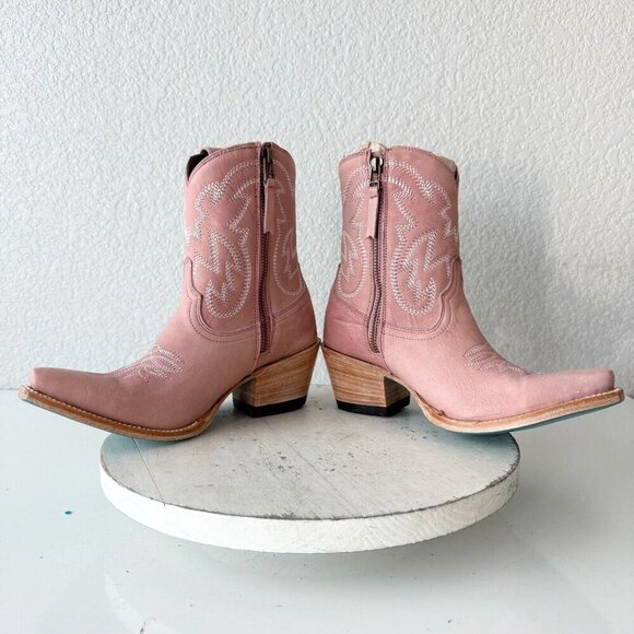 Lane SMOKESHOW Cowboy Bootie Womens 6 Pink Leather Western Cowgirl Ankle Boots - Picture 8 of 12